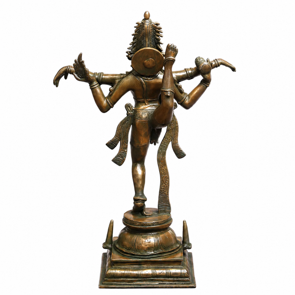 Premium Brass Nataraja Statue (Dancing Shiva) in Gold & Green Finish (Height:20 Inches) Study Setting