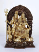 Brass Sculpted Shiva Parivar Idol gold and brown 12 inches