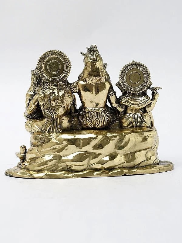 Small Superfine Brass Statue of Lord Shiva with His Family 5 Inches Study Setting