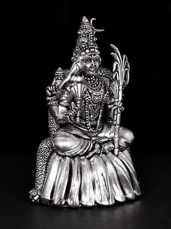 Brass silver Statue of Goddess Rajarajeshwari 4 inches Entryway Setting