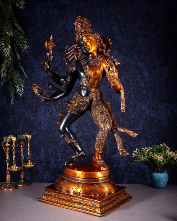 Brass ardhanarishvara Statue (Height : 24 Inches) Study Setting