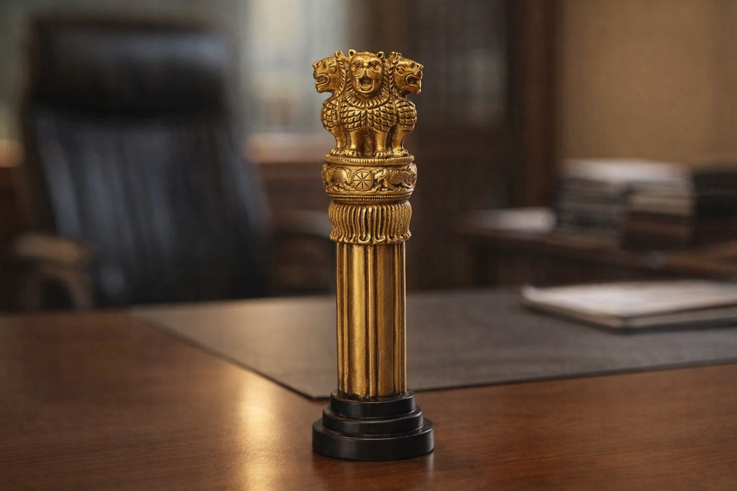 AONA Brass Ashok Chakra Pillar Showpiece Table top