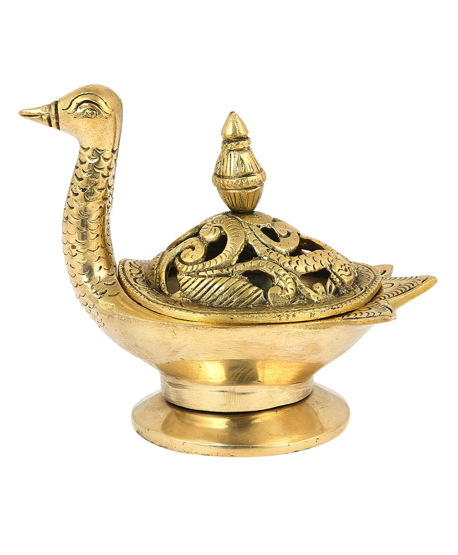 Brass Duck Design Dhoopdani (Height:11.6 Inches) Craft Detail