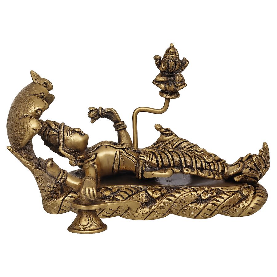 Brass Lord Vishnu Sheshshayi Murti – Vishnu Bhagwan Resting on Sheshnag with Lakshmi for Mandir, Home & Office Decor (Height:5 Inches) Craft Detail