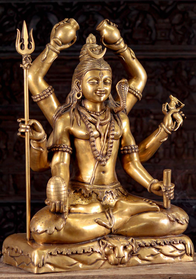 Brass 6 Arms Shiva Statue (Height: 31 inches)
