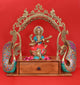 Brass Maa Saraswati Religious Statue with Stone Work (Height: 10 Inches)