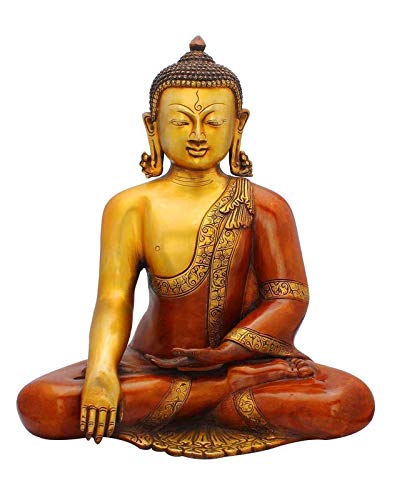 Brass Lord Buddha Idol Bhumisparsha (Height: 15inches)