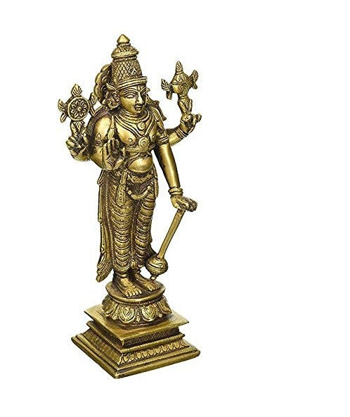 Brass Lord Vishnu idol (Height: 8inches) Mandir Setting