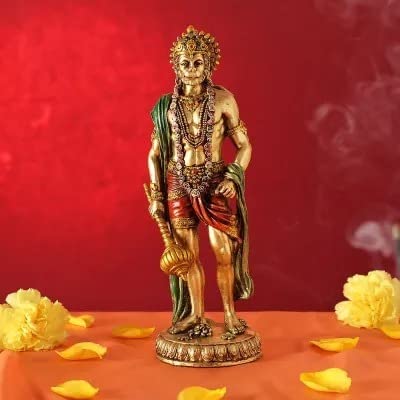 Polyresin Handicraft Statue of Lord Hanuman in Standing Position (Height 10.5 Inches)
