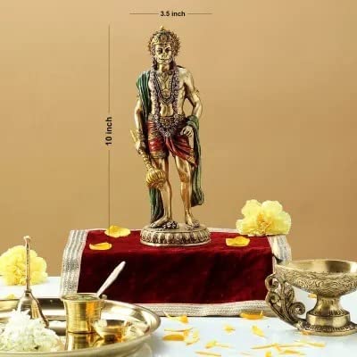 Polyresin Handicraft Statue of Lord Hanuman in Standing Position (Height 10.5 Inches)