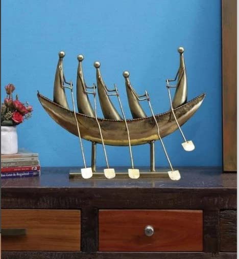 Iron Boat Rowing Decorative Showpiece (Height: 15 Inches) Mandir Setting
