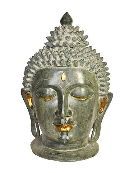 Brass Buddha Head Showpiece (Height: 29 inches)