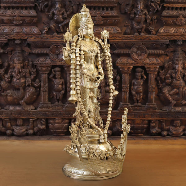 Brass Large Size Vishnu in his 10 Avatar Idol (Height: 30 Inches) Entryway Setting
