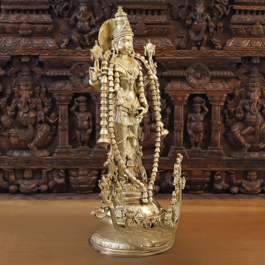 Brass Large Size Vishnu in his 10 Avatar Idol (Height: 30 Inches) Craft Detail