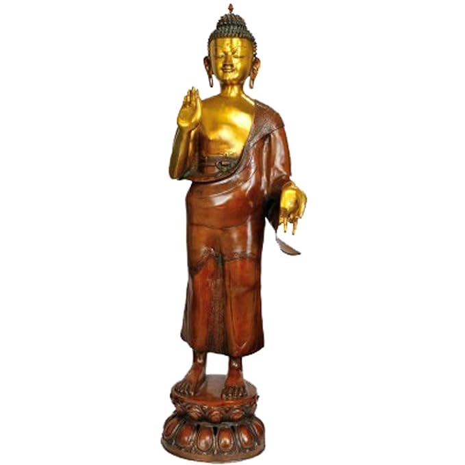 Brass Standing Buddha Idol (Height - 33.5)