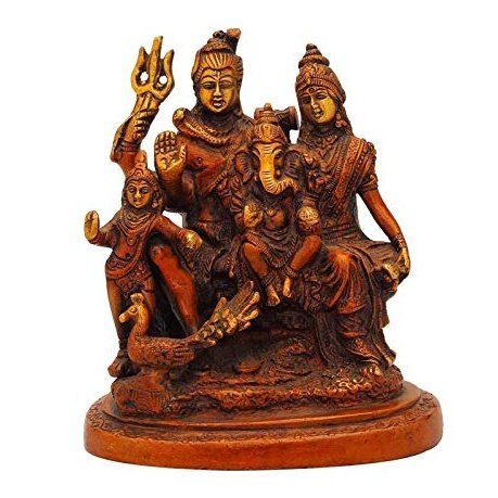 Lord Shiva Parivar Antique Decorative Idol - (Brass Height 5") Mandir Setting