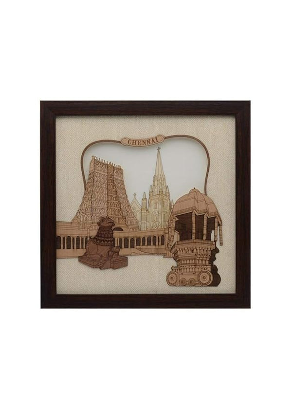 Wooden Art Work Channai Frame Wall Decor 8 x 8 Inch Entryway Setting