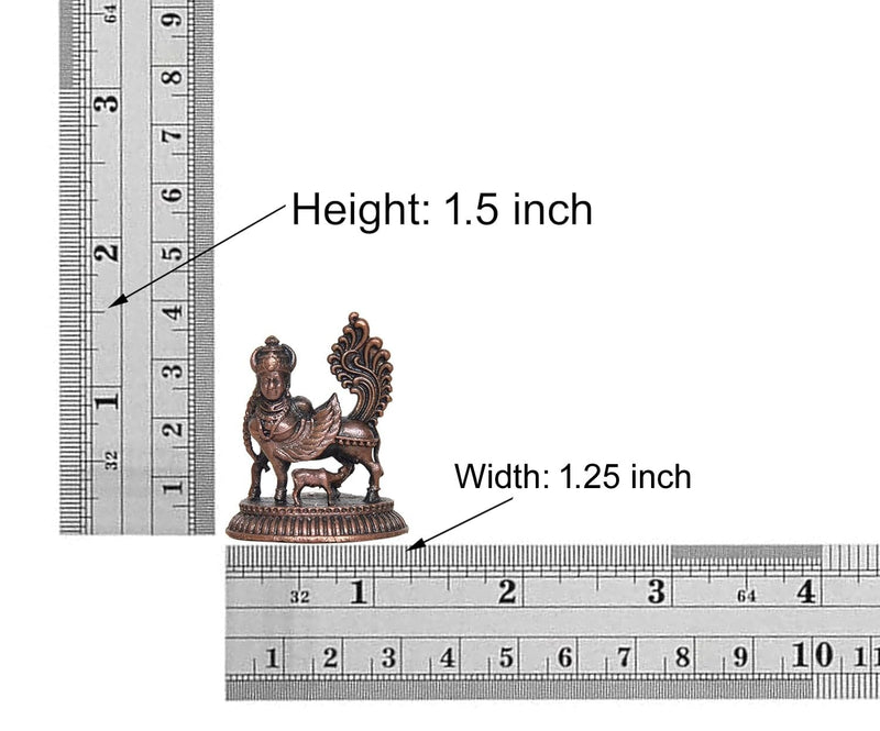 Copper Kamadhenu Cow with Wings detailed work Statue (Height 1.5 Inch)