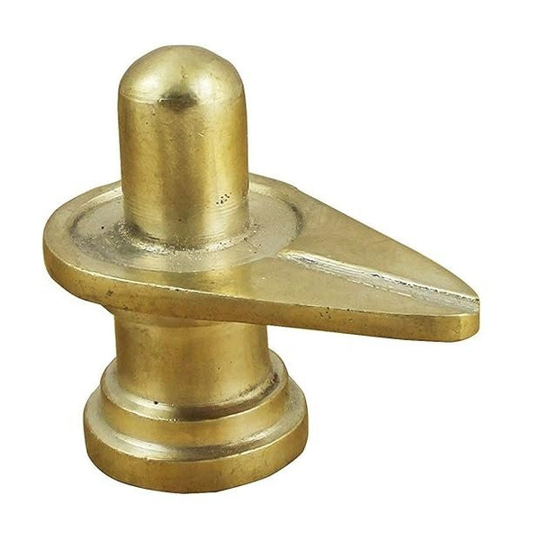 India Shiva Lingam Sculpture Idols Handcrafted Brass Statue Hinduism Figurine Art 2" x 1.8" x 0.5" Mandir Setting