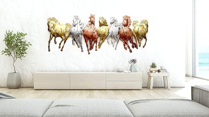 Iron 7 Seven Running Horse with LED for good luck (Height: 13 Inches)