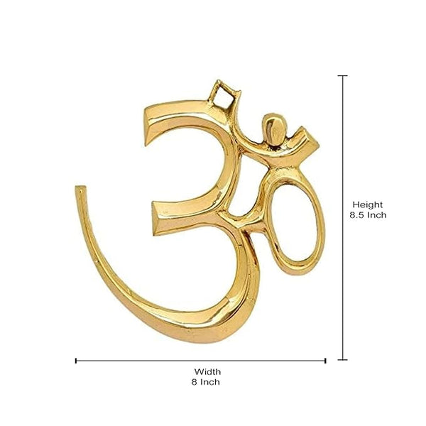 Brass OM Wall Hanging Sculpture, Vastu, Goodluck,Pooja Idols | Home Decor - 8 x 8.5 x 1 Inches Study Setting