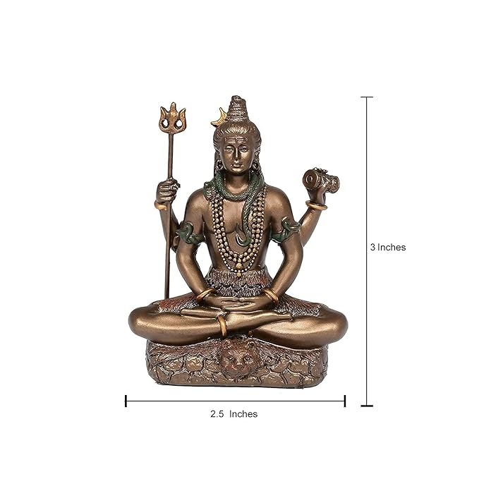 Bonded Bronze Lord Shiva in Siting Position for car dashboard (Height 3 Inch)