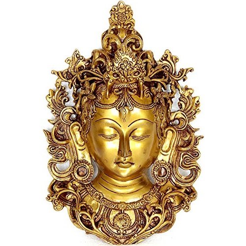 Brass Goddess Tara Mask Wall Hanging (Height 11 inch) Mandir Setting