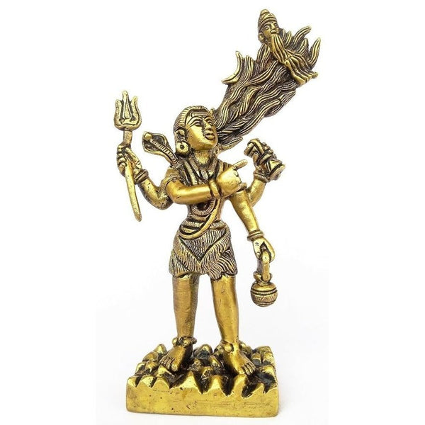 Brass India Lord Shiva with Maa Ganga from jata Statue H - 7.2" | Home Decor Mandir Setting