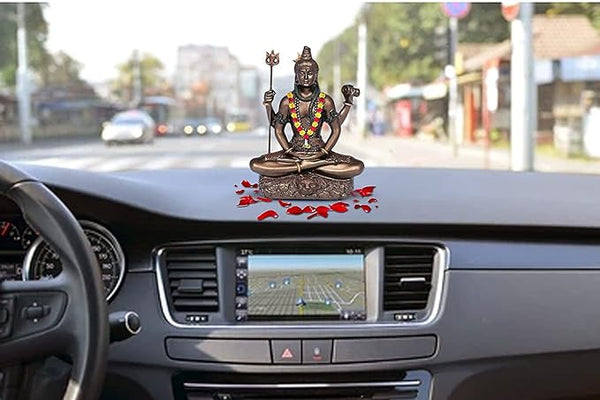 Bonded Bronze Lord Shiva in Siting Position for car dashboard (Height 3 Inch) Mandir Setting