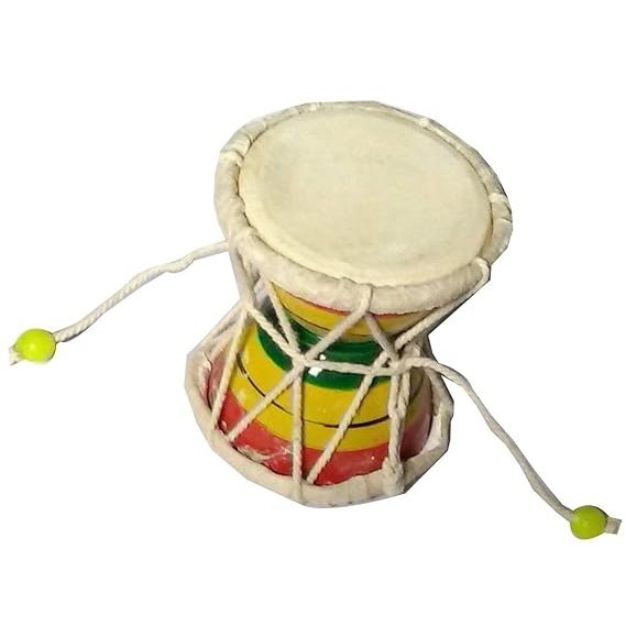 Wooden Damru (Damroo), Shiva Damaru,use it for Temple, use it as a Gift/Puja Articles | Height: 6 cm Mandir Setting