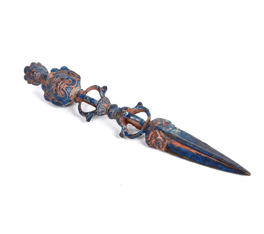 Brass Tibetan Handmade Dorje Vajra Phurba (Phurpa) Dagger Adjustable Pendant (Height: 9 Inches) Craft Detail