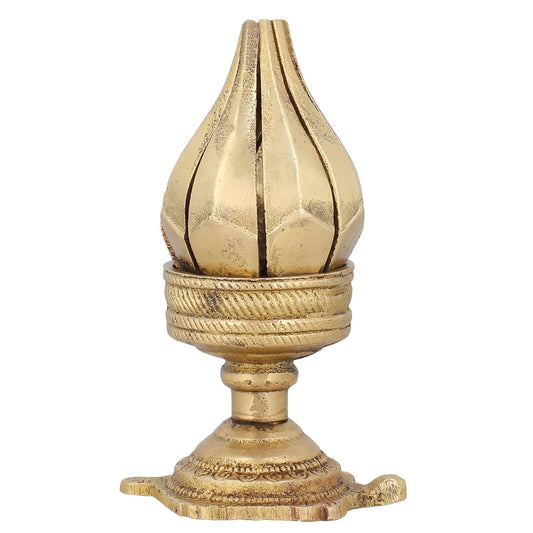 Brass Aarti Diya Oil Wick Lamp (Height 4 Inch)