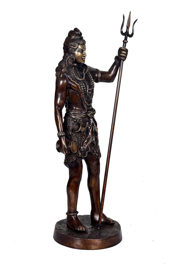 Brass Standing Shiva Idol (Height :19 Inches) Study Setting