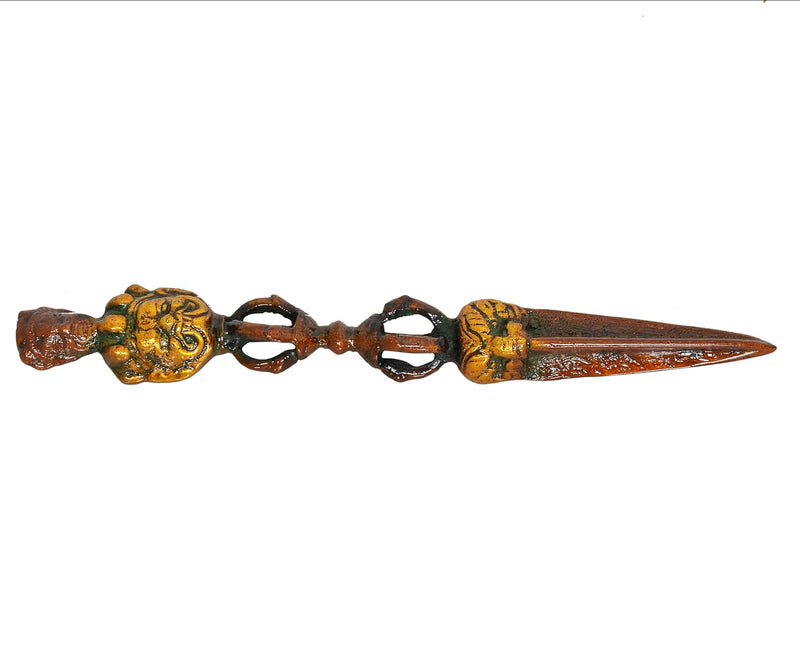 Brass Tibetan Handmade Dorje Vajra Furba Phurpa Dagger Adjustable Pendants (Height: 8 inch) (Multicolor)