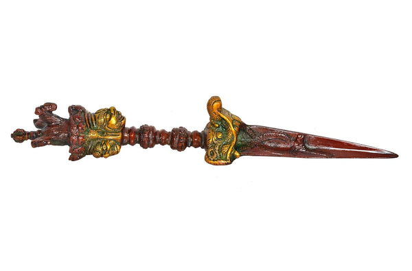 Brass Tibetan Handmade Dorje Vajra Furba Phurpa Dagger Adjustable Pendants (Height: 12 inch) (Multicolor 1) Study Setting