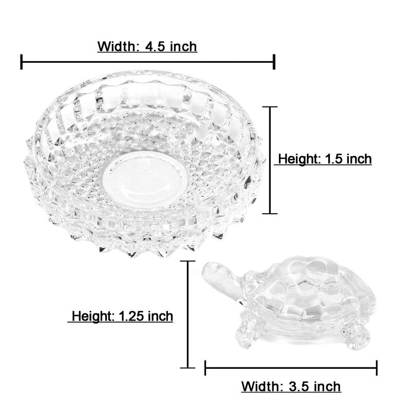 Crystal Tortoise with Plate Figurine (Height: 1.5 Inch)
