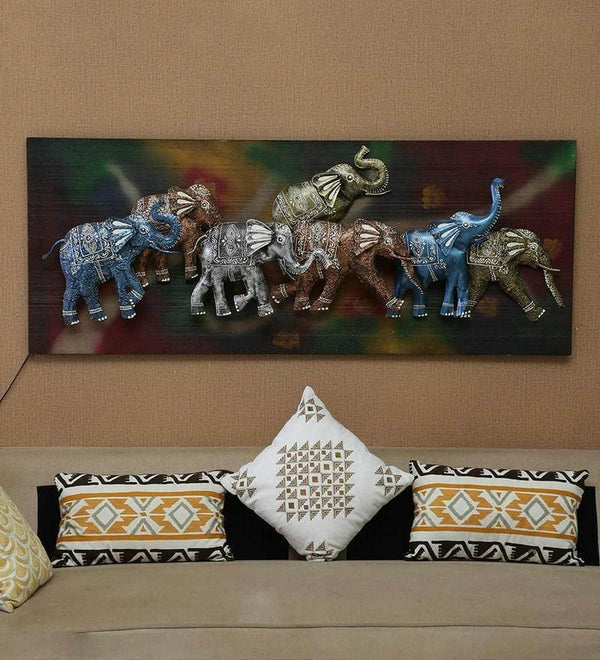 Iron 7 Running Elephant with LED Light Vastu (Height: 25 Inches) Mandir Setting