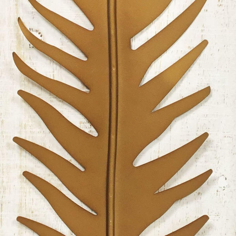 Iron Leaf in Wooden Frame Showpiece for Home Decor (Height: 31.5 Inches)