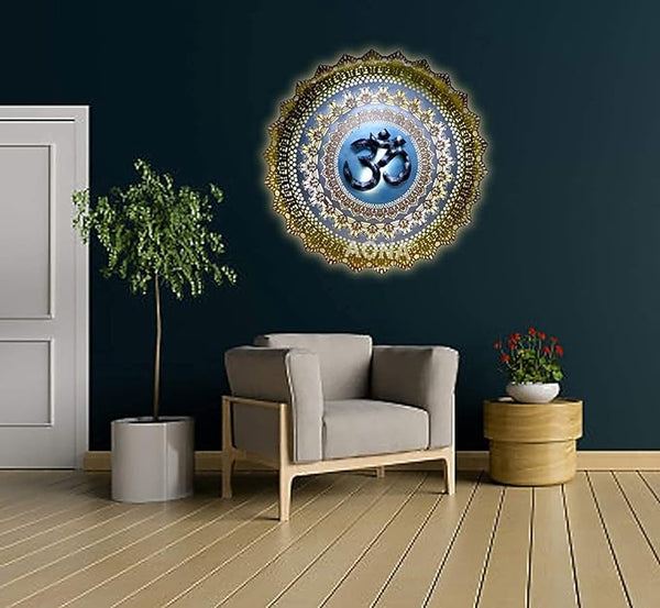 Iron OM Wiser Wrought Wall Hanging with LED Light (Height: 32 Inches) Study Setting