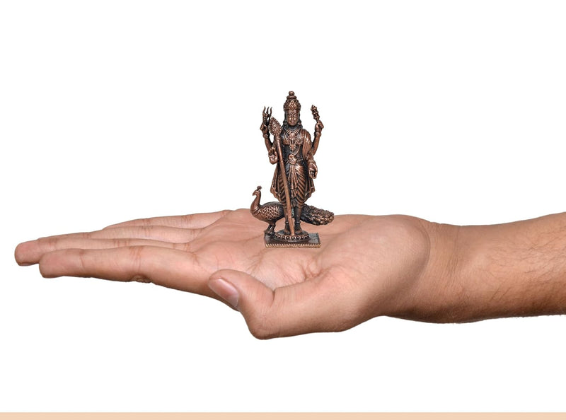 Copper Standing Lord Kartikeya Murti (Height 3 Inch)