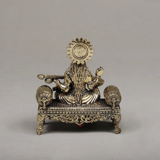 Brass Goddess Maa Saraswati seated Sculpture (Height :4 Inches)