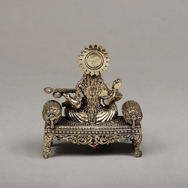 Brass Goddess Maa Saraswati seated Sculpture (Height :4 Inches) Entryway Setting