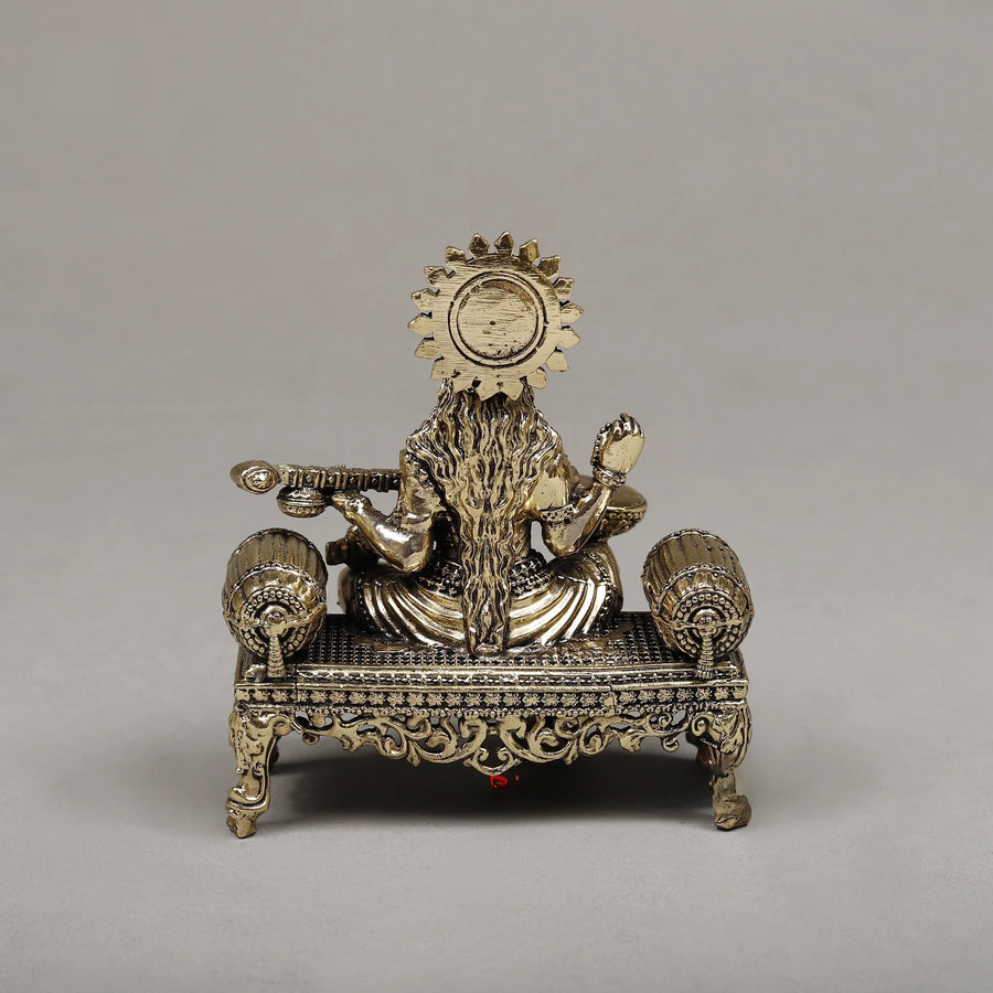 Brass Goddess Maa Saraswati seated Sculpture (Height :4 Inches) Craft Detail