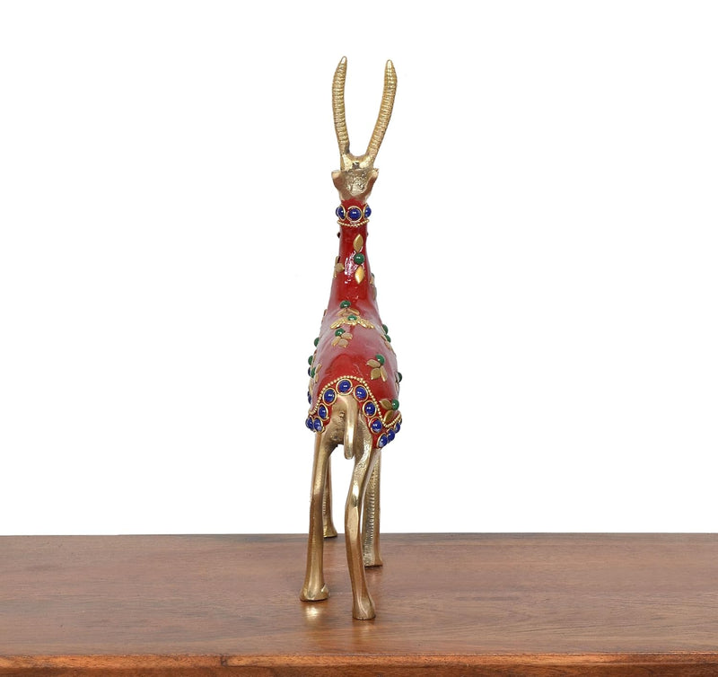 Brass Raindeer Hiran Statue (Height: 9 Inch)