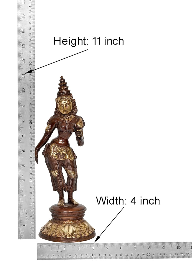 Brass Hindu Goddess Parvati Idol (Height: 10.5 Inch)