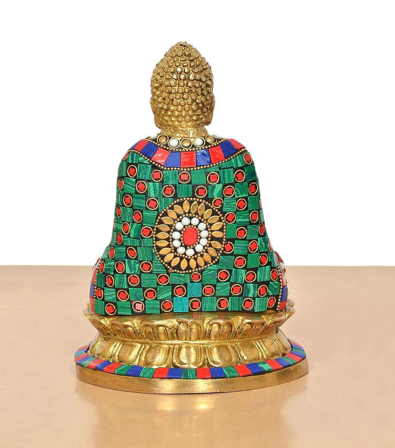 Brass Buddha in Dhyan Mudra (Height 8 Inch) (Multicolour)