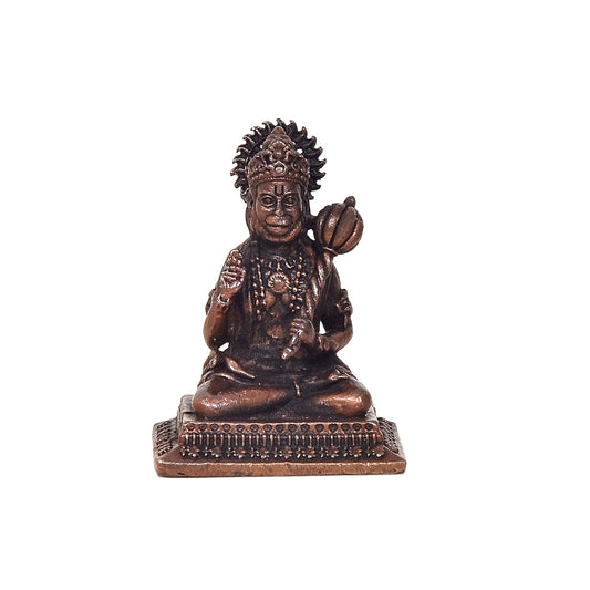 Copper Sitting Hanuman Idol (Height 2 Inch)