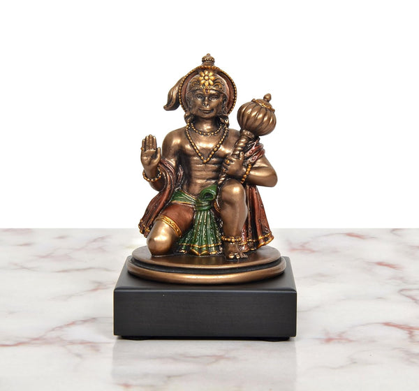 Resin Hanuman JI Sitting in Blessing Idol (Height: 4 Inch) Study Setting