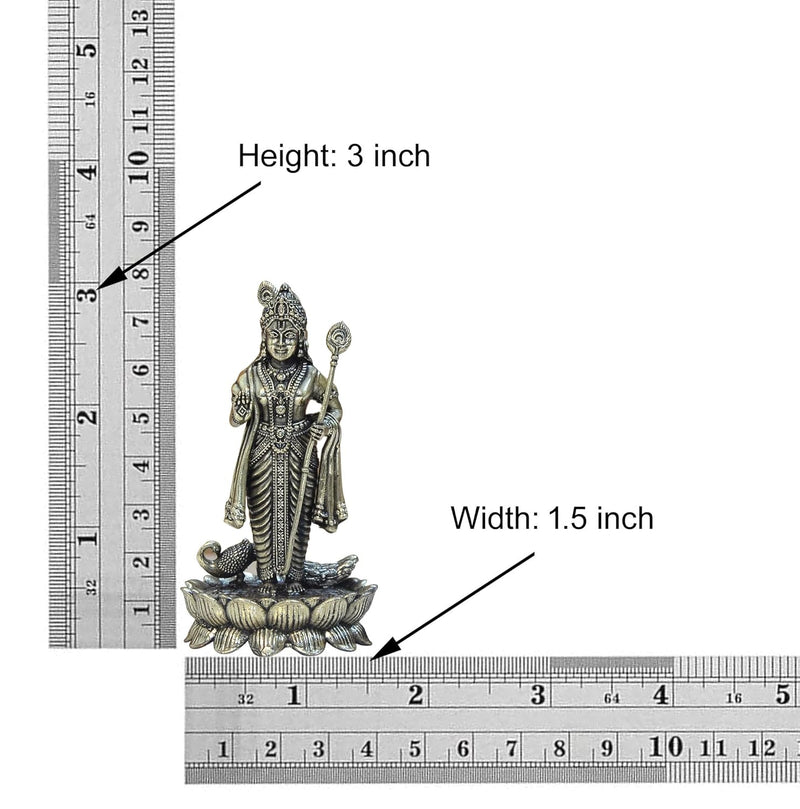 Bronze Standing Lord Kartikeya Murugan Murti (Height: 3 Inch)