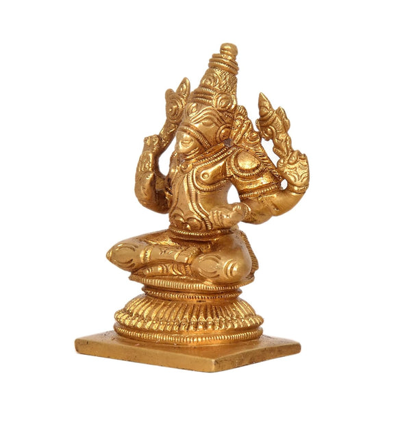 Brass Varahi Vishnu Avtaar Idol Figurine Sculpture Showpiece Home Temple Office Golden (Height 3.5 Inch) Study Setting